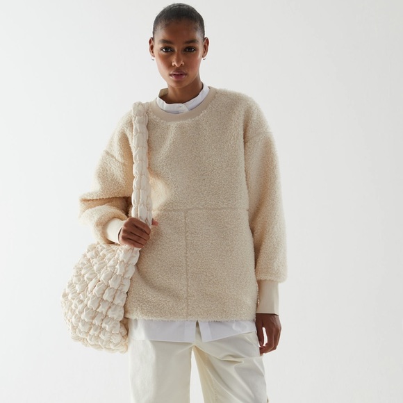 COS | Sweaters | Nwot Cos Oversized Teddy Fleece Woolmix Sweatshirt |  Poshmark